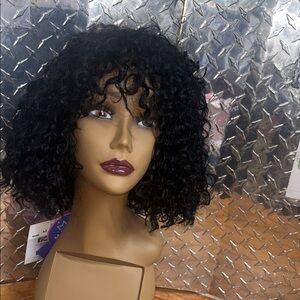 Curly Black Wig for Women 100% human hair